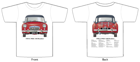 MGA 1600 Roadster (wire wheels) 1959-61 T-shirt Front & Back